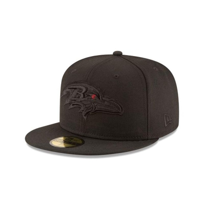 Black Baltimore Ravens Hat - New Era NFL Black On Black 59FIFTY Fitted Caps USA4713986